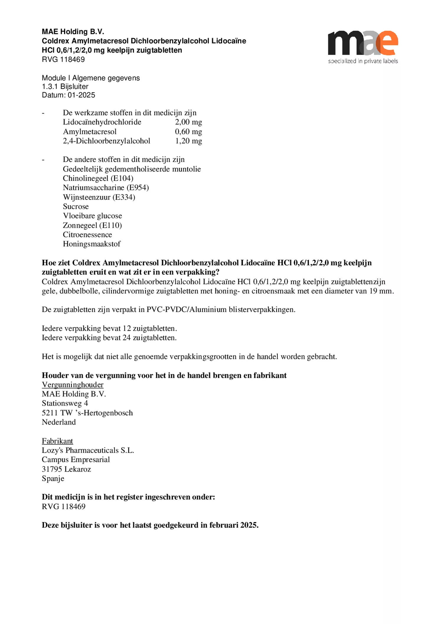 Keelpijn Zuigtabletten afbeelding van document #5, bijsluiter