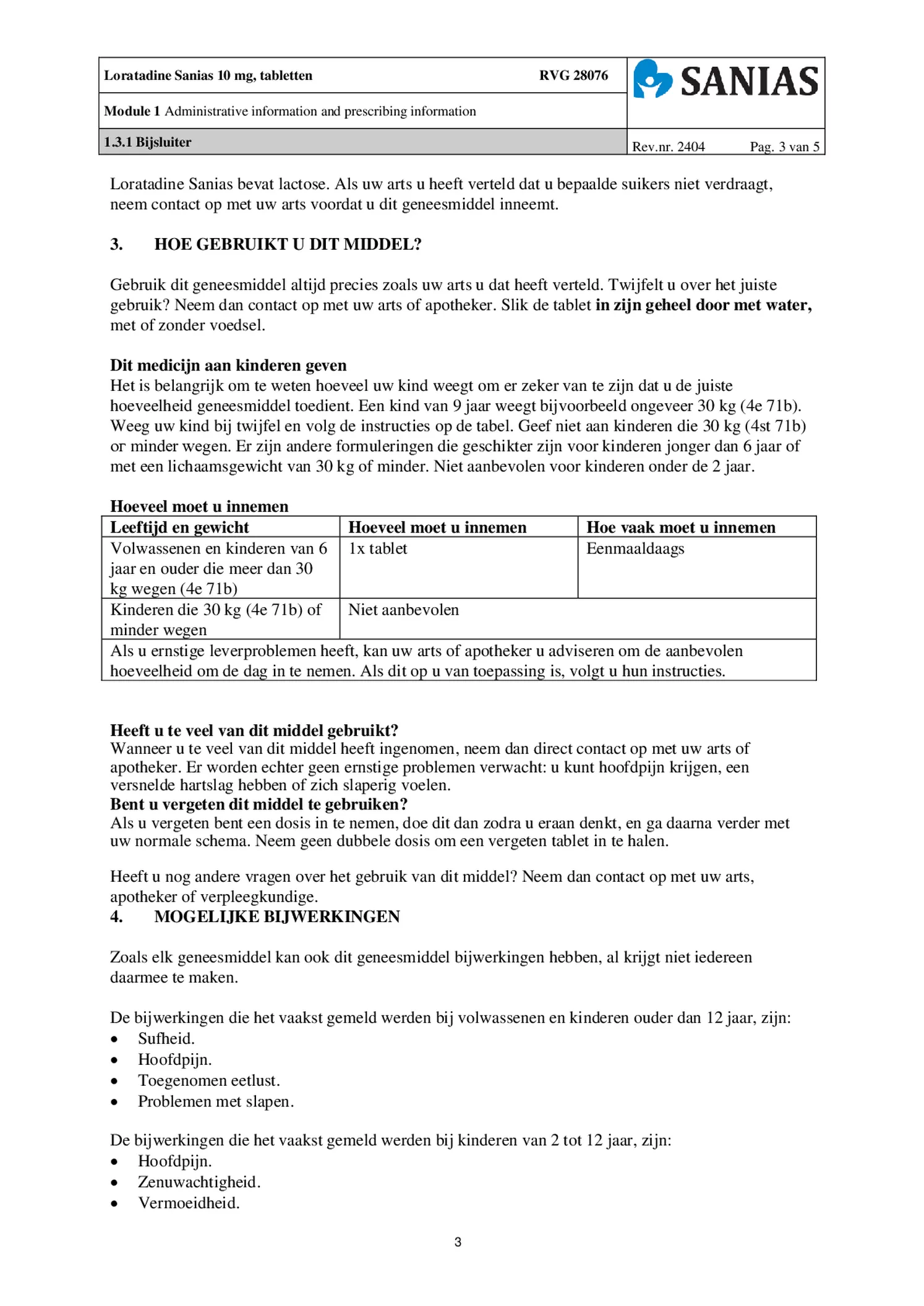Loratadine 10mg Tabletten afbeelding van document #3, bijsluiter