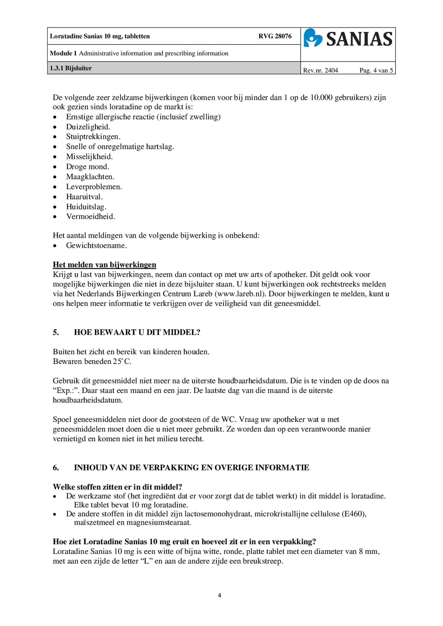 Loratadine 10mg Tabletten afbeelding van document #4, bijsluiter