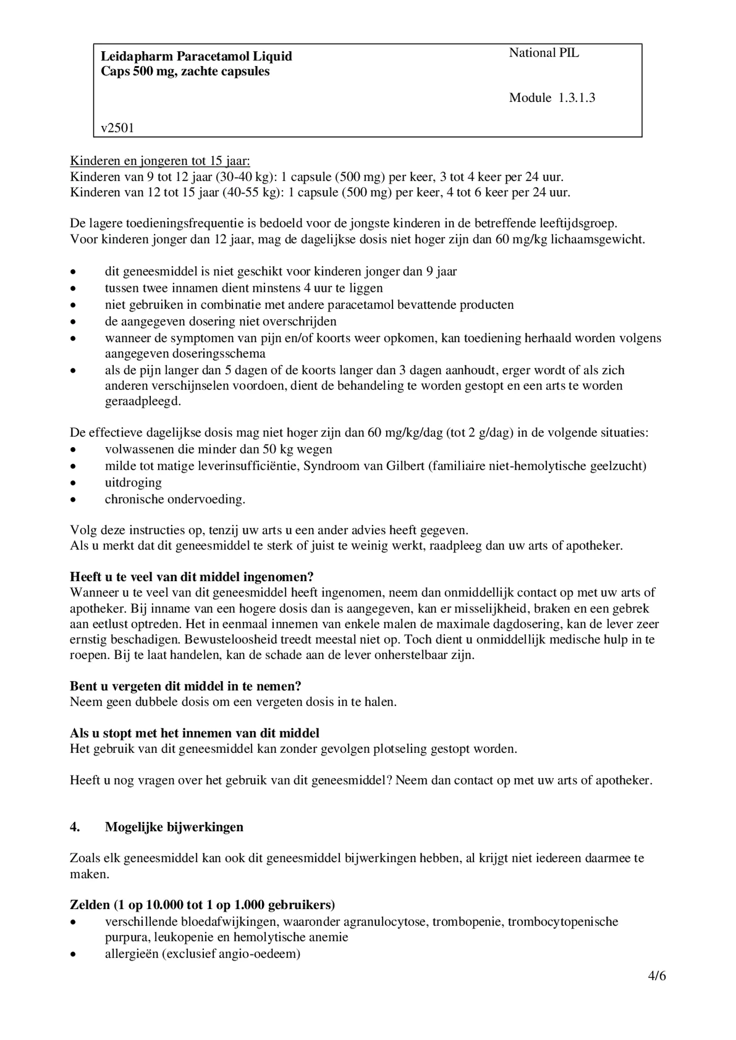 Paracetamol 500 mg Liquid Caps afbeelding van document #4, bijsluiter