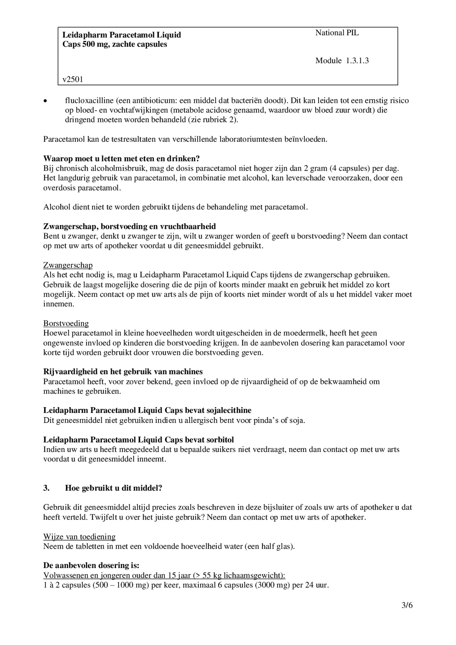Paracetamol 500 mg Liquid Caps afbeelding van document #3, bijsluiter