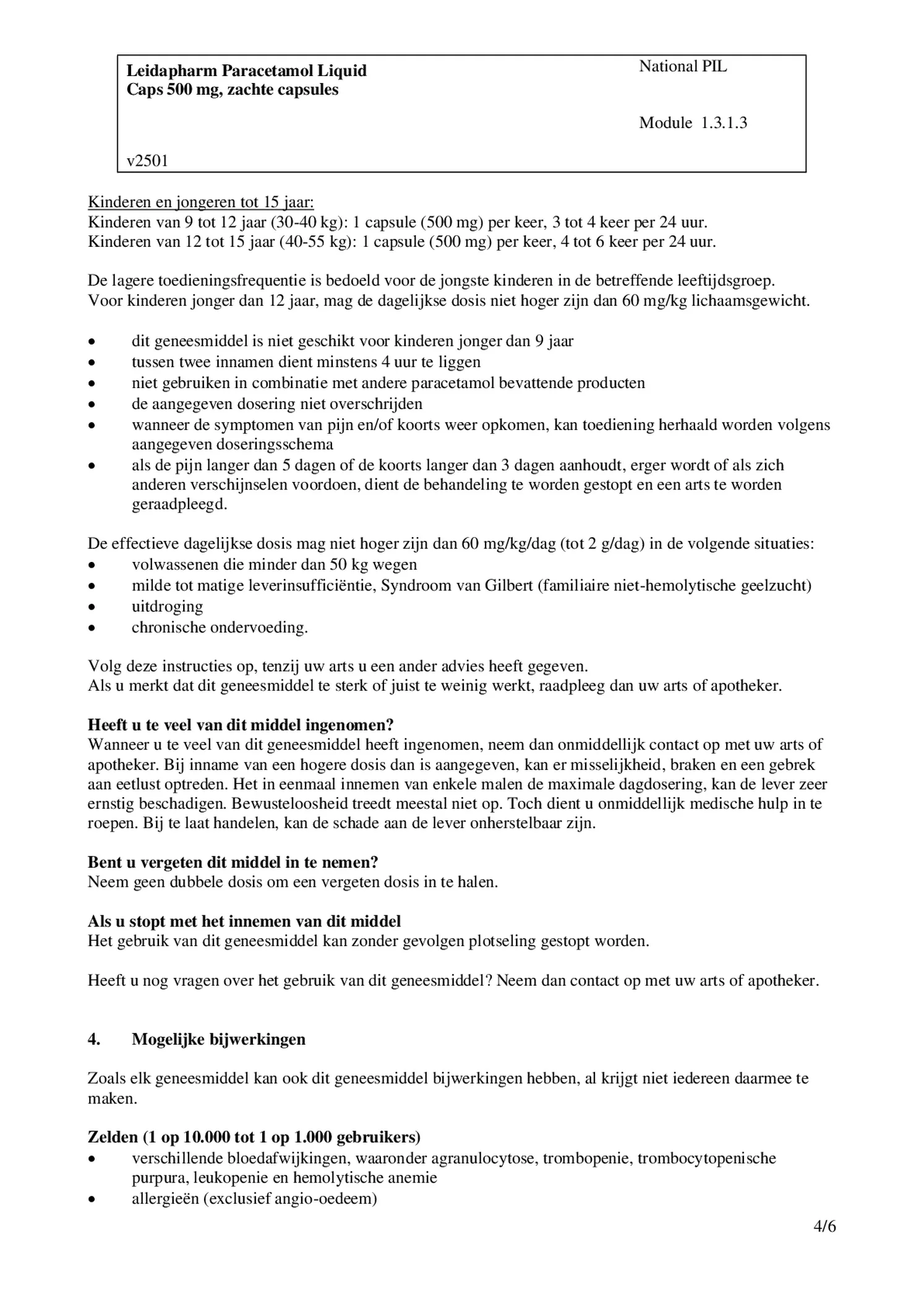 Paracetamol 500 mg Liquid Caps afbeelding van document #4, bijsluiter