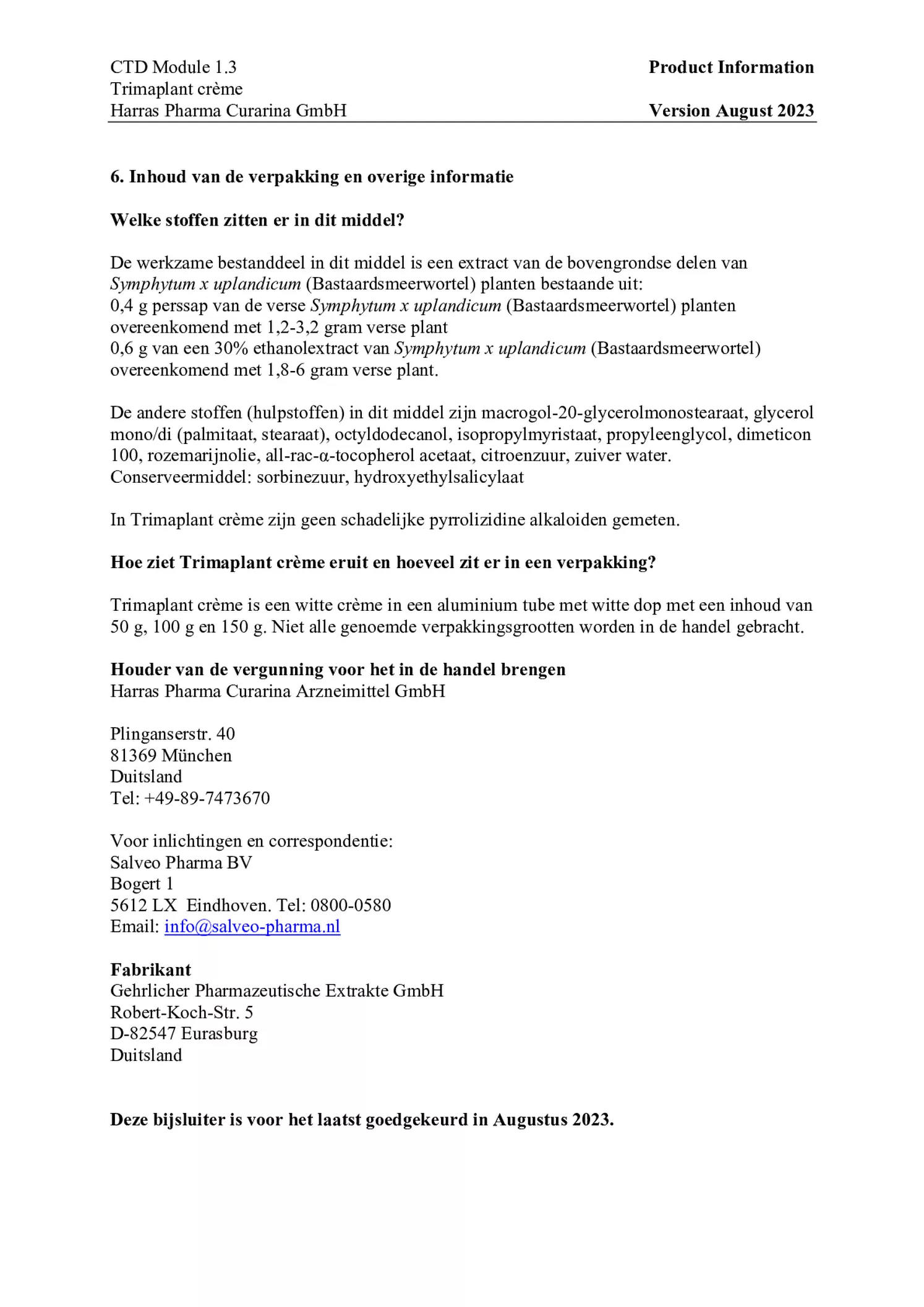 Crème afbeelding van document #4, bijsluiter