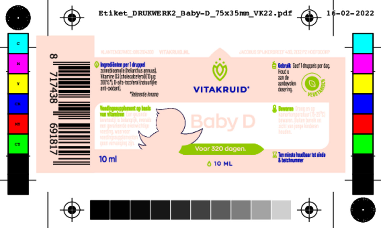 Vitamine K & D Baby afbeelding van document #2, etiket