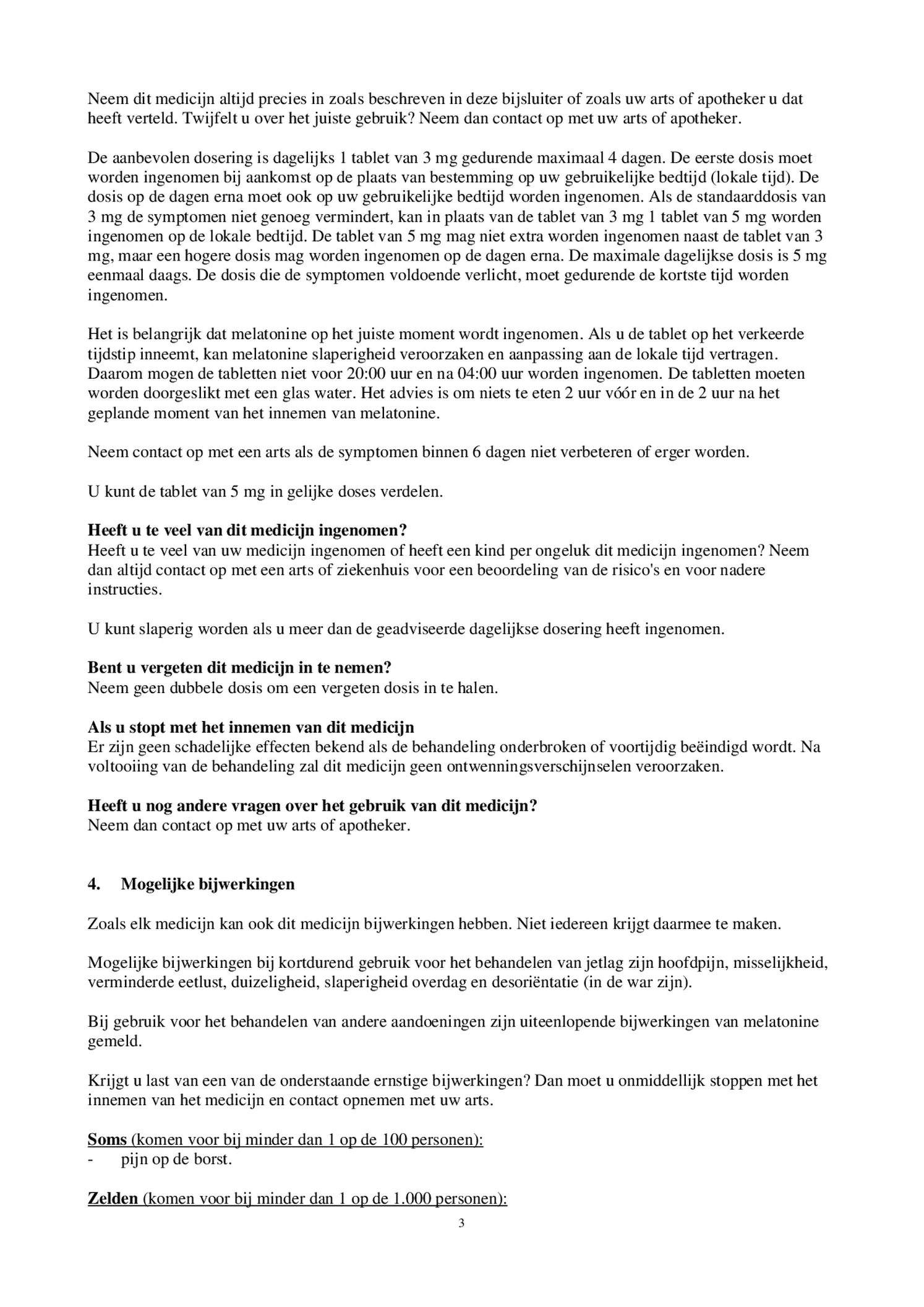 Melatonine 5mg Tabletten afbeelding van document #3, bijsluiter