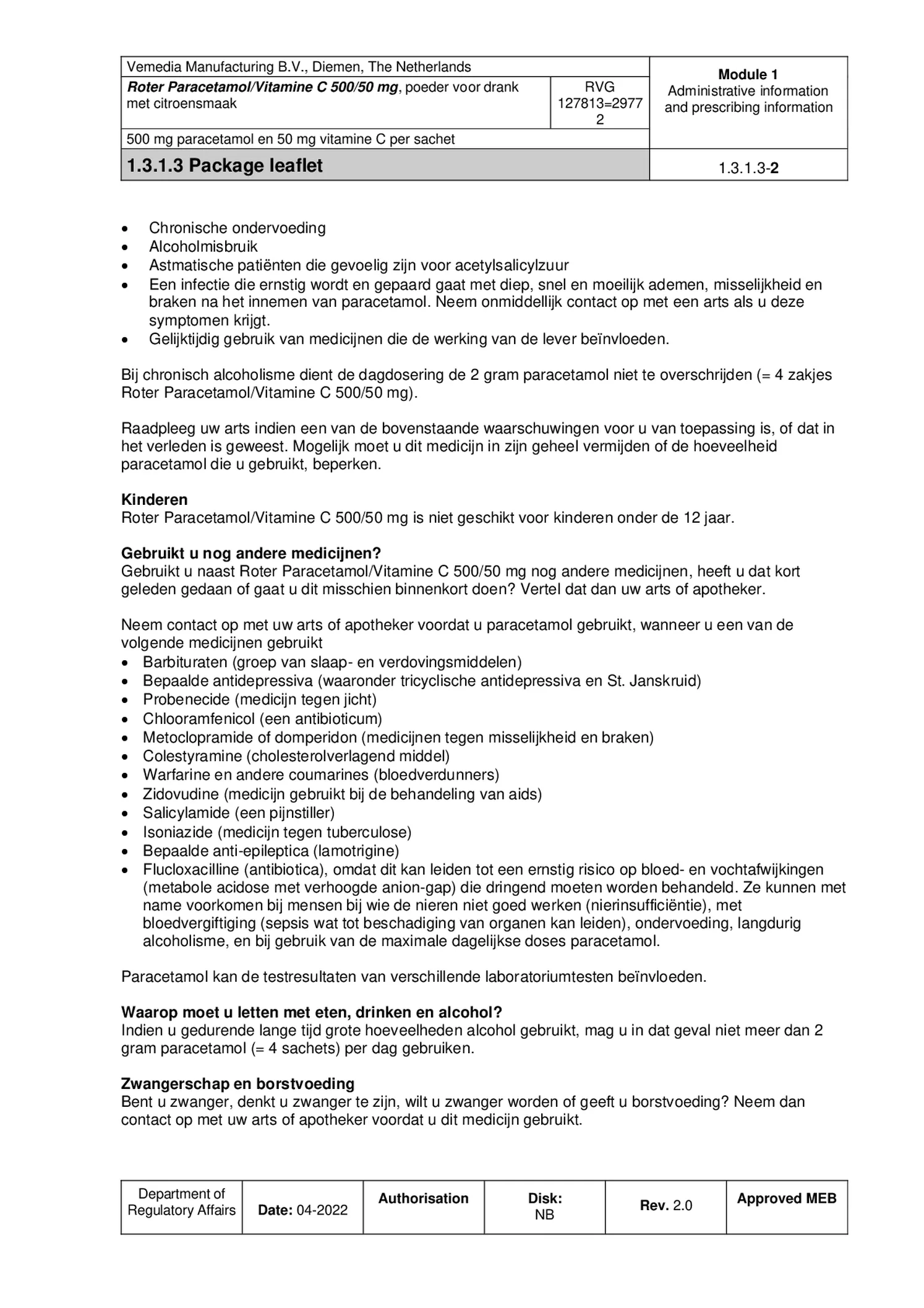 Paracetamol Vitamine C 500mg Poeder afbeelding van document #2, bijsluiter