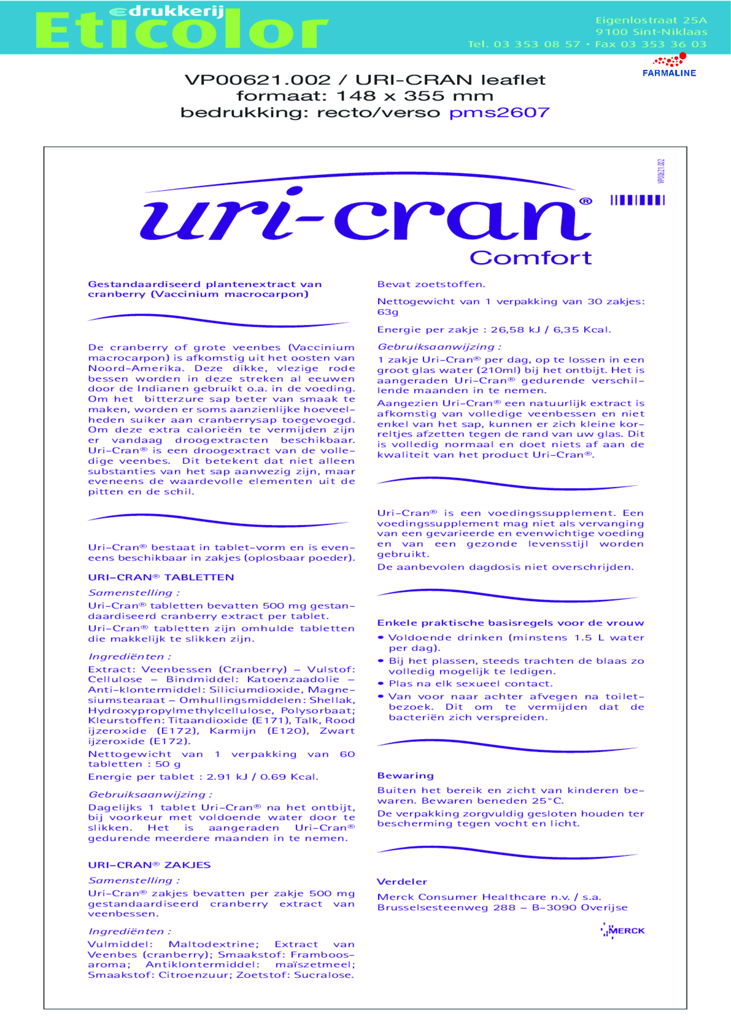 U-Cran Comfort Cranberry Tabletten afbeelding van document #1, gebruiksaanwijzing