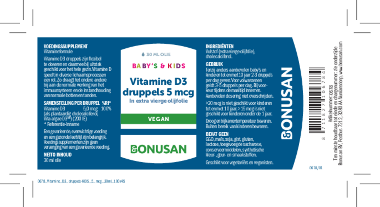 Vitamine D3 5 mcg Druppels Kids afbeelding van document #1, etiket