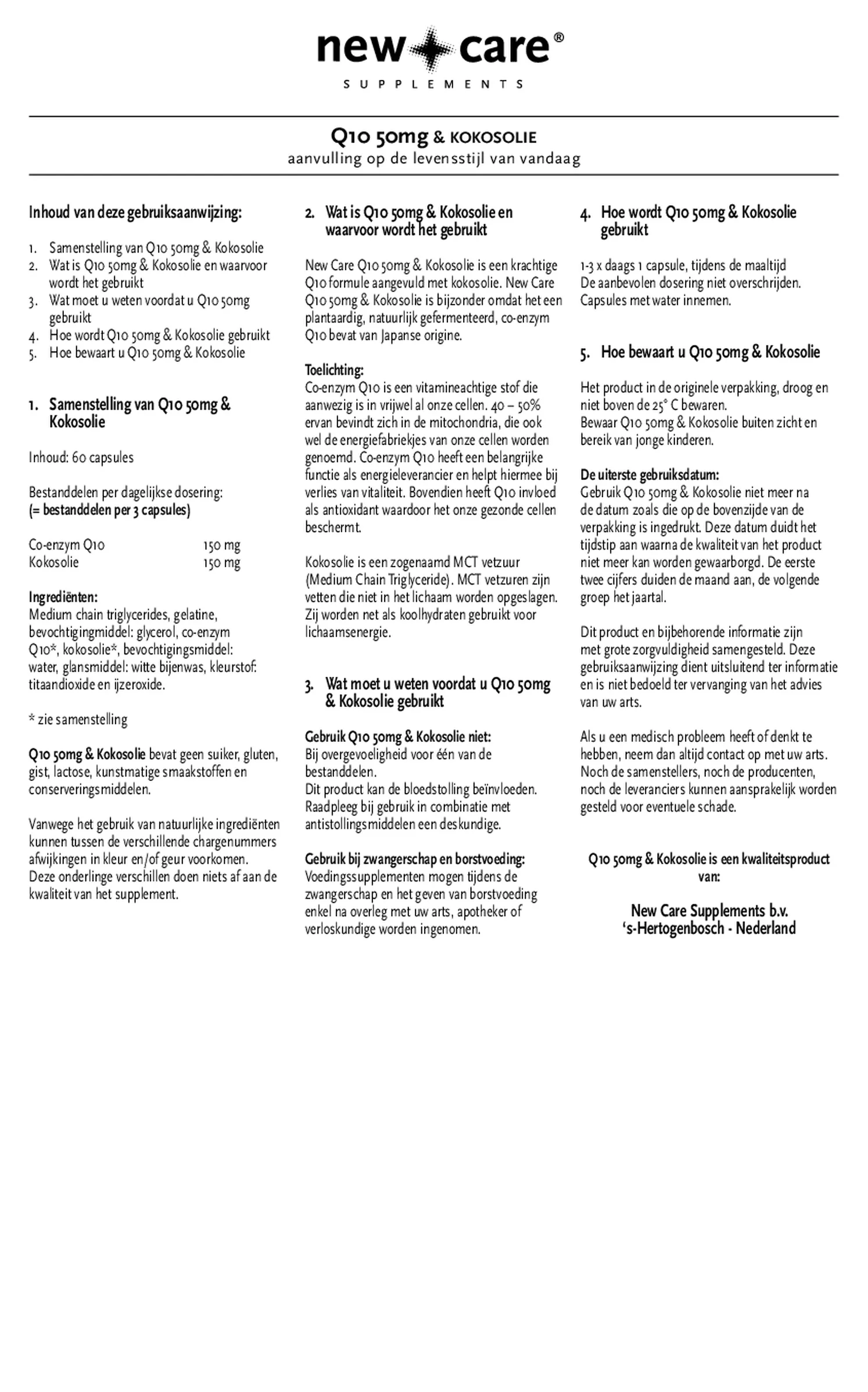 Co-enzym Q10 Capsules afbeelding van document #1, gebruiksaanwijzing