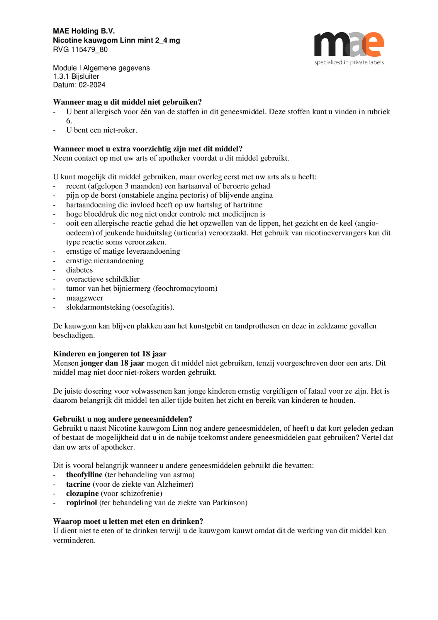 Nicotine Kauwgom Mint 2mg afbeelding van document #2, bijsluiter