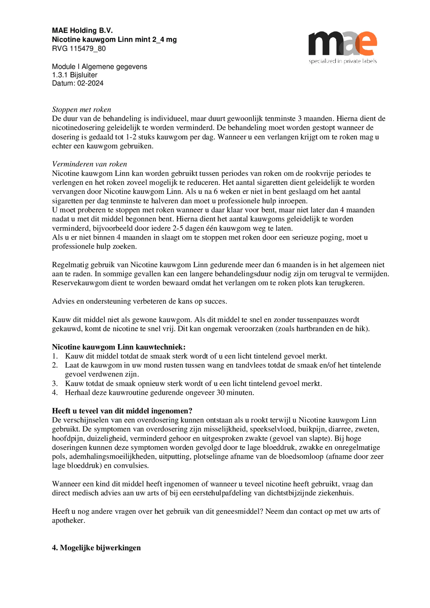 Nicotine Kauwgom Mint 2mg afbeelding van document #4, bijsluiter