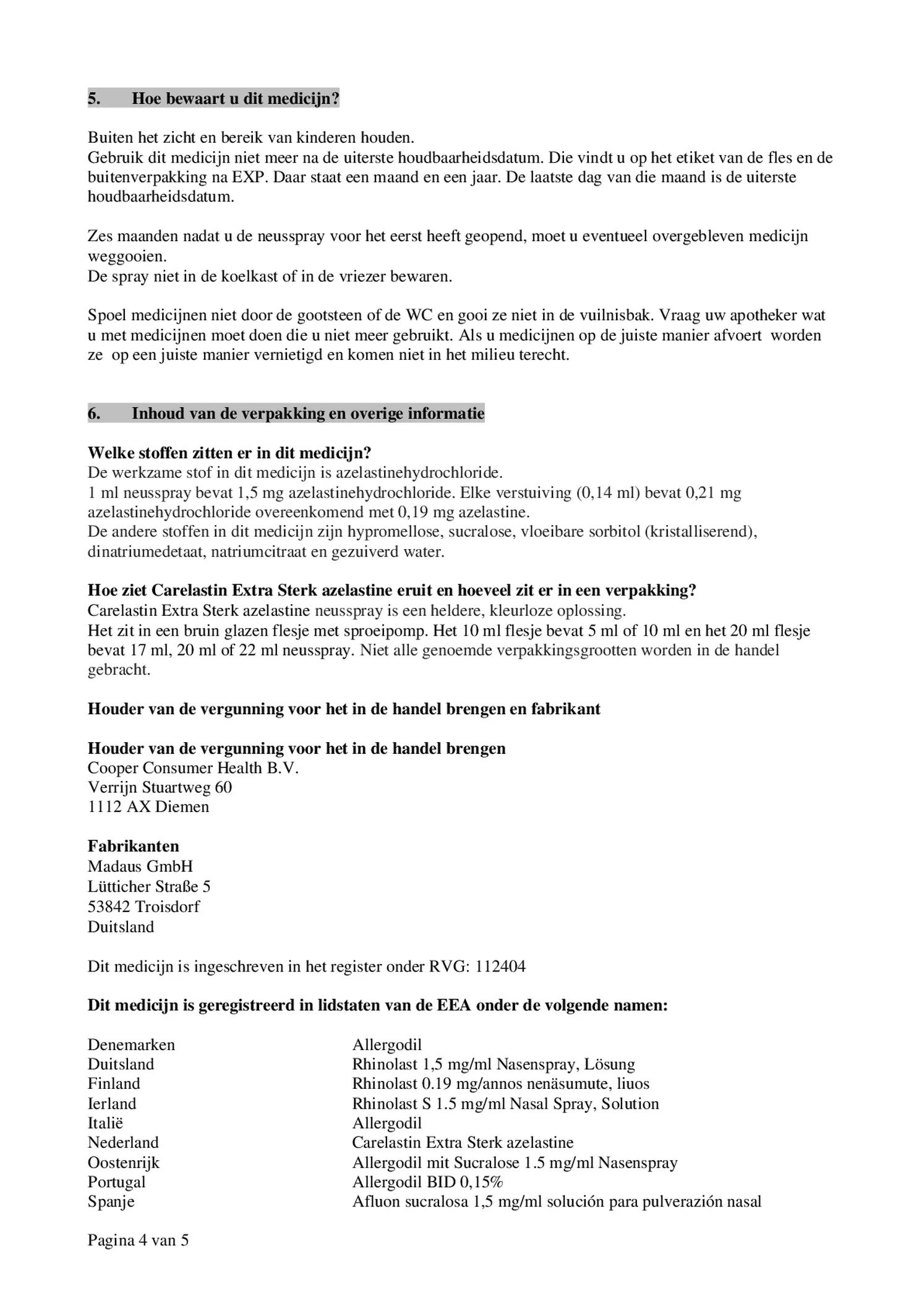 Azelastine Neusspray Extra Sterk afbeelding van document #4, bijsluiter