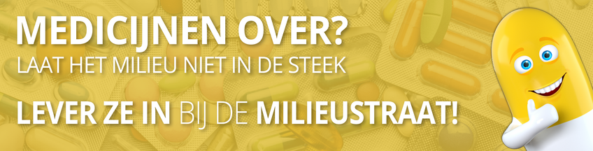 Medicijnen over? Laat het milieu niet in de steek, lever ze in bij de milieustraat Medicijnen over? Laat het milieu niet in de steek, lever ze in bij de milieustraat