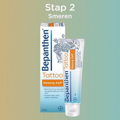 Stap 2: Smeren. Bepanthen Tattoo Nazorg Zalf