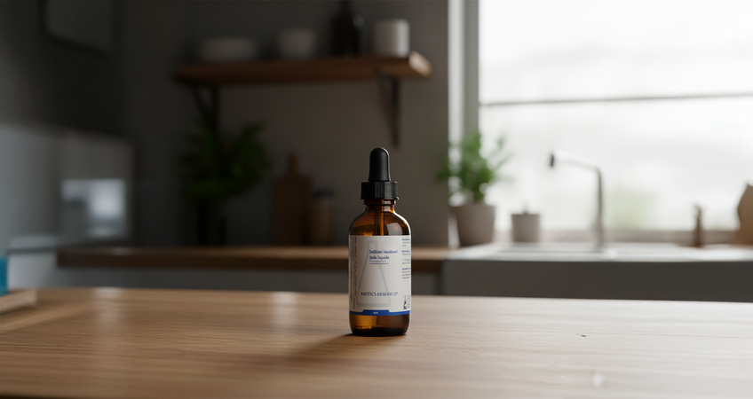 Flacon met pipet waar jodium in zit