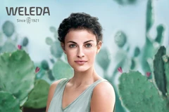 cactusveld met vrouw in het midden