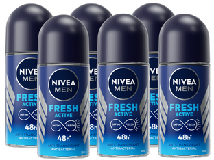 Nivea Men Fresh Active Roll-on Voordeelverpakking 6x50ML Nivea Men Fresh Active Roll-on Voordeelverpakking 6x50ML
