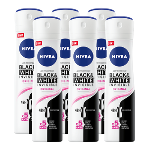 Nivea Black & White Invisible Original Deodorant Spray Voordeelverpakking 6x150ML