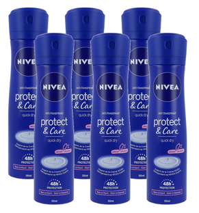 Nivea Protect & Care Anti-Transpirant Quick Dry 0% Alcohol Voordeelverpakking 6x150ML 