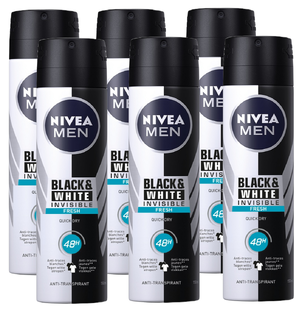 Nivea Men Black & White Invisible Fresh Deodorant Spray Voordeelverpakking 6x150ML