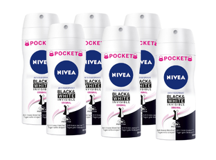 Nivea Black & White Invisible Original Deodorant Spray Pocket Voordeelverpakking 6x100ML