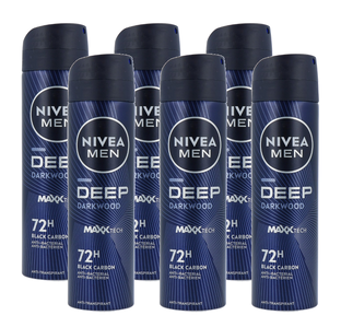 Nivea Men Deep Deodorant Spray Voordeelverpakking 6x150ML Nivea Men Deep Deodorant Spray Voordeelverpakking 6x150ML