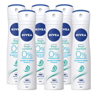 Nivea Fresh Comfort Deodorant Spray Voordeelverpakking 6x150ML Nivea Fresh Comfort Deodorant Spray Voordeelverpakking 6x150ML