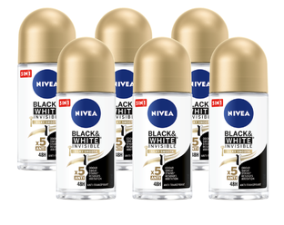 Nivea Black & White Silky Smooth Deodorant Roller Voordeelverpakking 6x50ML Nivea Black & White Silky Smooth Deodorant Roller Voordeelverpakking 6x50ML