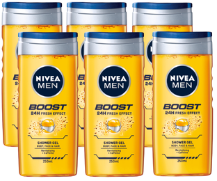 De Online Drogist Nivea Men Boost Douchegel Voordeelverpakking 6x250ML aanbieding