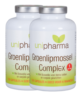 Unipharma Groenlipmossel Complex Capsules Multipack 2x180CP Unipharma Groenlipmossel Complex Capsules Multipack 2x180CP