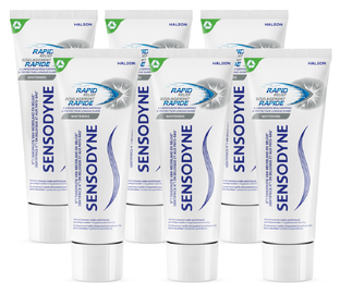 De Online Drogist Sensodyne Rapid Relief Whitening Tandpasta voor gevoelige tanden 6x75ML aanbieding