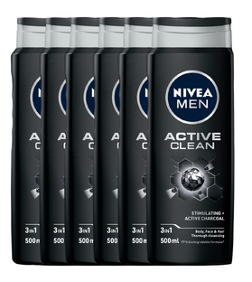 Nivea Men Active Clean Shower Gel Voordeelverpakking 6x500ML