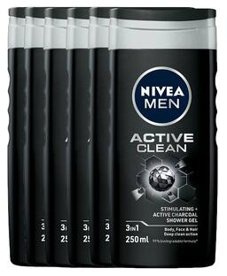 Nivea Men Active Clean Shower Gel Voordeelverpakking 6x250ML