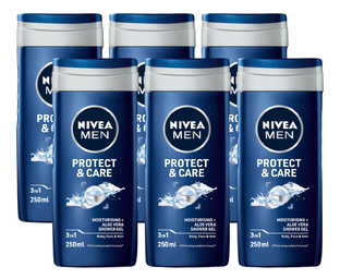 Nivea Men Protect & Care Shower Gel Voordeelverpakking 6x250ML Nivea Men Protect & Care Shower Gel Voordeelverpakking 6x250ML