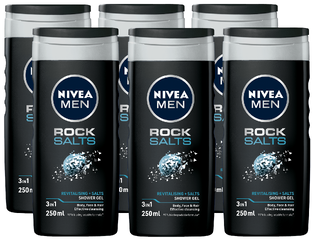 Nivea Men Rock Salts Shower Gel Voordeelverpakking 6x250ML Nivea Men Rock Salts Shower Gel Voordeelverpakking 6x250ML