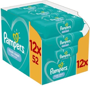 Pampers Fresh Clean Babydoekjes Multiverpakking 12x52ST Pampers Fresh Clean Babydoekjes Multiverpakking 12x52ST