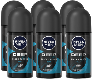 Nivea Men Deep Black Carbon Beat Anti-Transpirant Roller Voordeel 6x50ML 