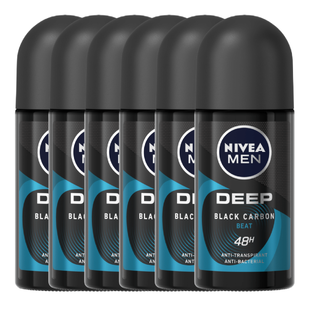 Nivea Men Deep Black Carbon Beat Anti-Transpirant Roller Voordeel 6x50ML