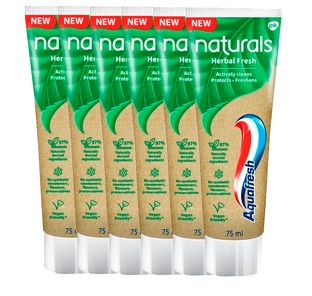 De Online Drogist Aquafresh Naturals Herbal Fresh Tandpasta Multiverpakking 6x75ML aanbieding