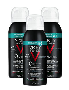Vichy Homme Deodorant Spray 48u Compressed voor mannen Voordeelverpakking 3x100ML Vichy Homme Deodorant Spray 48u Compressed voor mannen Voordeelverpakking 3x100ML