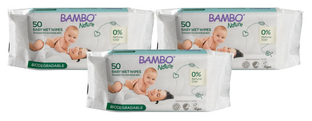 Bambo Nature Bio Babydoekjes Multiverpakking 3x50ST Bambo Nature Bio Babydoekjes Multiverpakking 3x50ST