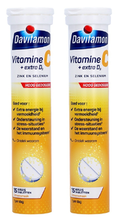 De Online Drogist Davitamon Vitamine C + Extra D3 Bruistabletten 2x15TB aanbieding