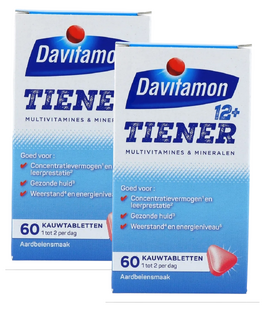 Davitamon Multi 12+ Tiener Kauwtabletten Aardbei 2x60KTB 