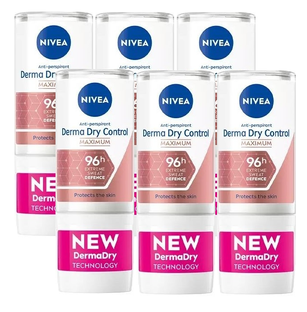 Nivea Derma Dry Control Deoroller Voordeelverpakking 6x50ML