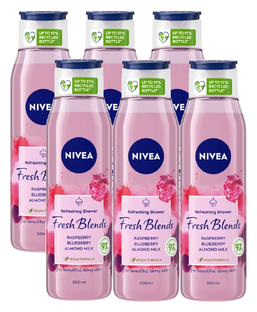 Nivea Fresh Blends Framboos Douchegel Voordeelverpakking 6x300ML Nivea Fresh Blends Framboos Douchegel Voordeelverpakking 6x300ML