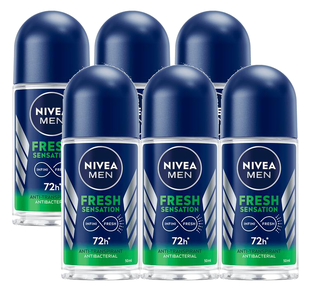 Nivea Men Fresh Sensation Antbacterial Deoroller Voordeelverpakking 6x50ML Nivea Men Fresh Sensation Antbacterial Deoroller Voordeelverpakking 6x50ML