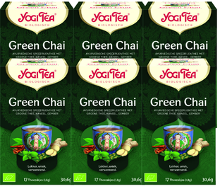 De Online Drogist Yogi Tea Green Chai Voordeelverpakking 6x17ST aanbieding