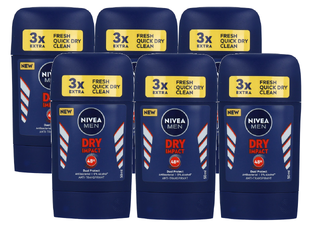 Nivea Men Deostick Dry Impact Voordeelverpakking 6x50ML Nivea Men Deostick Dry Impact Voordeelverpakking 6x50ML