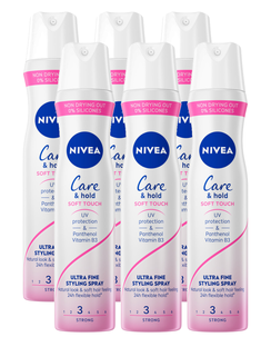 De Online Drogist Nivea Haarspray Care & Hold Soft Touch Voordeelverpakking 6x250ML aanbieding