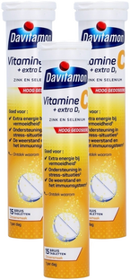 Davitamon Vitamine C + Extra D3 Bruistabletten Multiverpakking 3x15TB Davitamon Vitamine C + Extra D3 Bruistabletten Multiverpakking 3x15TB